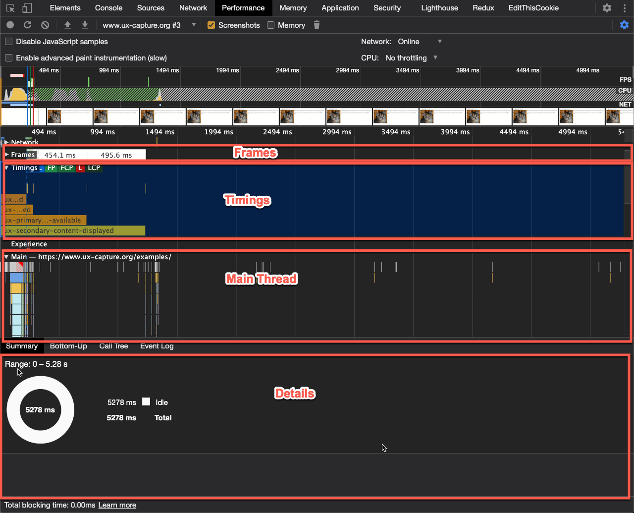 Profiler sections to pay attention to
