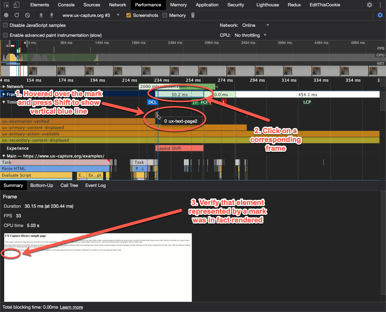 Find corresponding frame using blue line